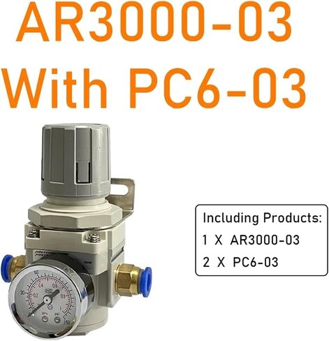AR2000-02 AR3000-03 1/4'' Air Pressure Regulator Control Compressor Pump Gas Regulating Treatment Units with Gauge Adjustable(AR3000-03 PC12-03) in Saudi Arabia