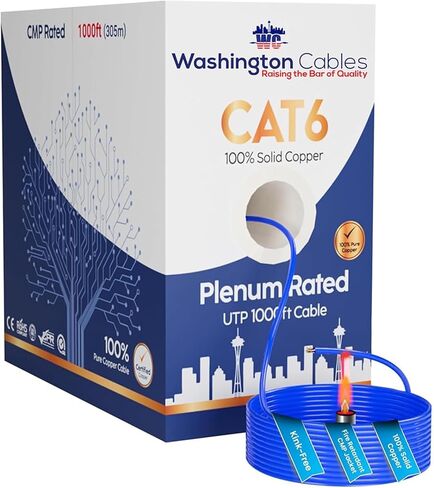 | كابل إيثرنت CAT6 Plenum (CMP) 100% من النحاس العاري بطول 1000 قدم | DSX-8000 Fluke Test معتمد و550 ميجا هرتز، 23AWG، 4 أزواج UTP 1 جيجابايت | كابل الجودة (أبيض) in Kuwait