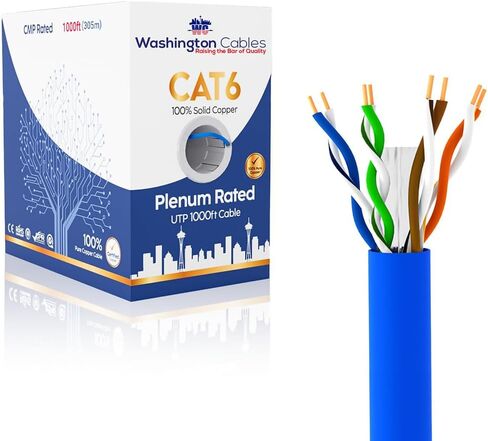 | كابل إيثرنت CAT6 Plenum (CMP) 100% من النحاس العاري بطول 1000 قدم | DSX-8000 Fluke Test معتمد و550 ميجا هرتز، 23AWG، 4 أزواج UTP 1 جيجابايت | كابل الجودة (أبيض) in Kuwait