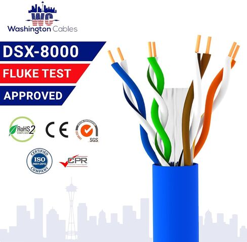 | كابل إيثرنت CAT6 Plenum (CMP) 100% من النحاس العاري بطول 1000 قدم | DSX-8000 Fluke Test معتمد و550 ميجا هرتز، 23AWG، 4 أزواج UTP 1 جيجابايت | كابل الجودة (أبيض) in Kuwait