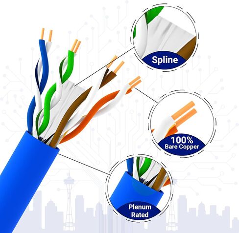 | كابل إيثرنت CAT6 Plenum (CMP) 100% من النحاس العاري بطول 1000 قدم | DSX-8000 Fluke Test معتمد و550 ميجا هرتز، 23AWG، 4 أزواج UTP 1 جيجابايت | كابل الجودة (أبيض) in Kuwait