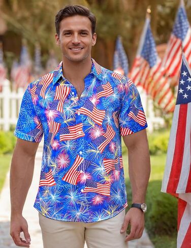 الرجال المطبوعون من هاواي المطبوعة القمصان القصيرة الأزهار الاستوائية زر القميص العطلة ألوها العطلة in Kuwait