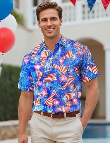 الرجال المطبوعون من هاواي المطبوعة القمصان القصيرة الأزهار الاستوائية زر القميص العطلة ألوها العطلة in Kuwait