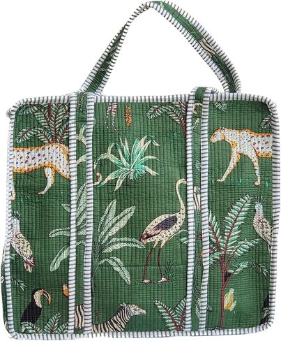 100% Cotton Jungle Print Shoulder Bag Tote Bag Women Reversible Shopping Bag and Grocery Bags Stylish Travel Bag Gift for Her in Saudi Arabia