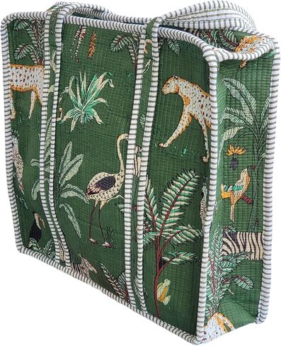 100% Cotton Jungle Print Shoulder Bag Tote Bag Women Reversible Shopping Bag and Grocery Bags Stylish Travel Bag Gift for Her in Saudi Arabia