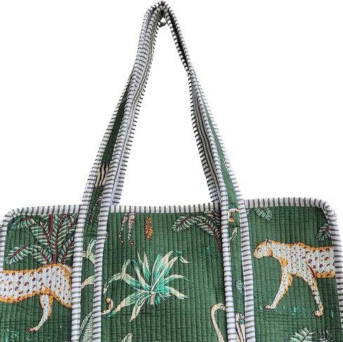 100% Cotton Jungle Print Shoulder Bag Tote Bag Women Reversible Shopping Bag and Grocery Bags Stylish Travel Bag Gift for Her in Saudi Arabia