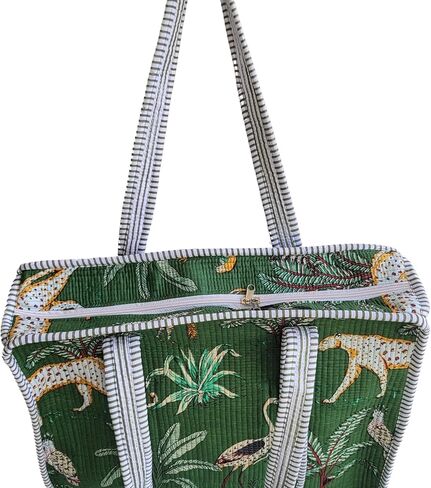 100% Cotton Jungle Print Shoulder Bag Tote Bag Women Reversible Shopping Bag and Grocery Bags Stylish Travel Bag Gift for Her in Saudi Arabia