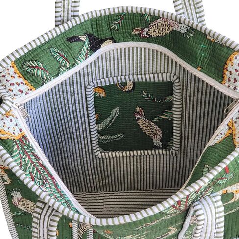 100% Cotton Jungle Print Shoulder Bag Tote Bag Women Reversible Shopping Bag and Grocery Bags Stylish Travel Bag Gift for Her in Saudi Arabia