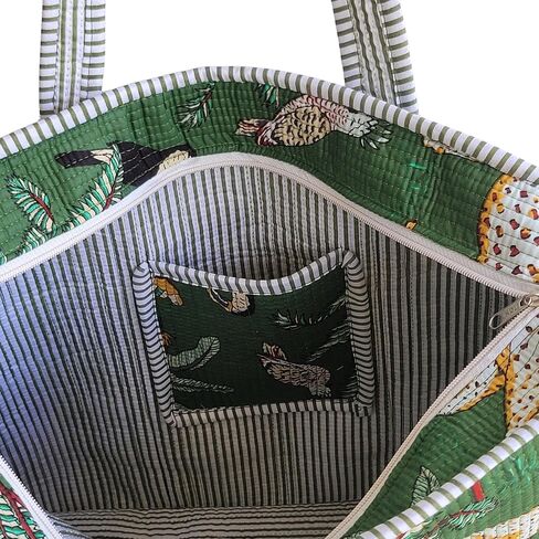 100% Cotton Jungle Print Shoulder Bag Tote Bag Women Reversible Shopping Bag and Grocery Bags Stylish Travel Bag Gift for Her in Saudi Arabia