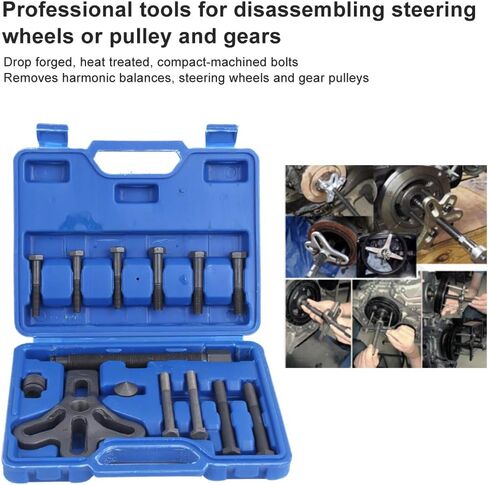 Steering Wheel Puller Kit Harmonic Balancer Remover Gear Pulley Tool Professional Car Repair Tool for Steering Wheel Disassembly Pulley Maintenance Alloy Steel in Saudi Arabia