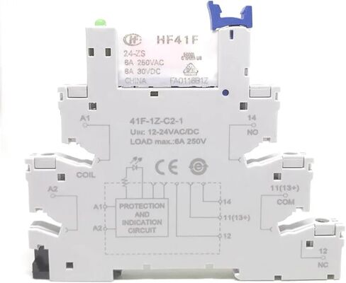 41F-1Z-C2-1 HF41F 5-ZS HF41F-12-ZS HF41F-24-ZS 5V 12V 24V 230V 6A 1CO SLIM/SSR MATCH على مقبس المسمار مع ترحيل رقاقة LED (1PCS HF41F-24V-ZS) in Saudi Arabia