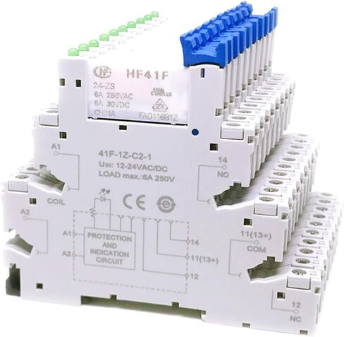 41F-1Z-C2-1 HF41F 5-ZS HF41F-12-ZS HF41F-24-ZS 5V 12V 24V 230V 6A 1CO SLIM/SSR MATCH على مقبس المسمار مع ترحيل رقاقة LED (1PCS HF41F-24V-ZS) in Saudi Arabia