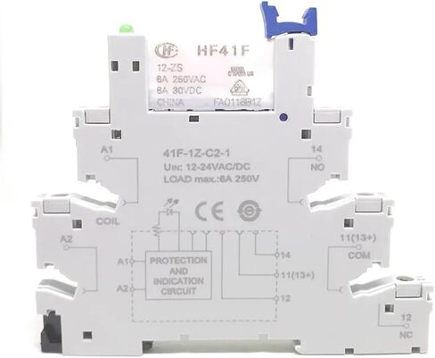 41F-1Z-C2-1 HF41F 5-ZS HF41F-12-ZS HF41F-24-ZS 5V 12V 24V 230V 6A 1CO SLIM/SSR MATCH على مقبس المسمار مع ترحيل رقاقة LED (1PCS HF41F-24V-ZS) in Saudi Arabia