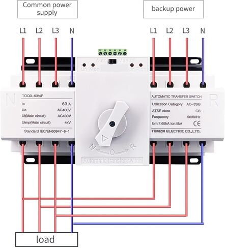 4P 63A 380V MCB Type Dual Power Tommoratic Switch (2 INPUT 2) in Saudi Arabia