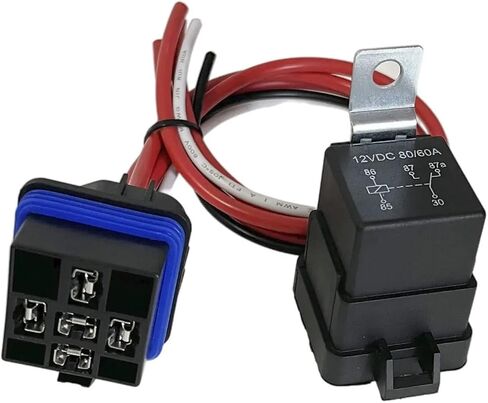 80a/60a 50a/30a 12v ترحيل السيارات المضاد للماء مع مفتاح ترحيل مقبس 5 أسنان لمجموعة ترحيل متعددة الأغراض مروحة السيارات (الأكبر) in Saudi Arabia