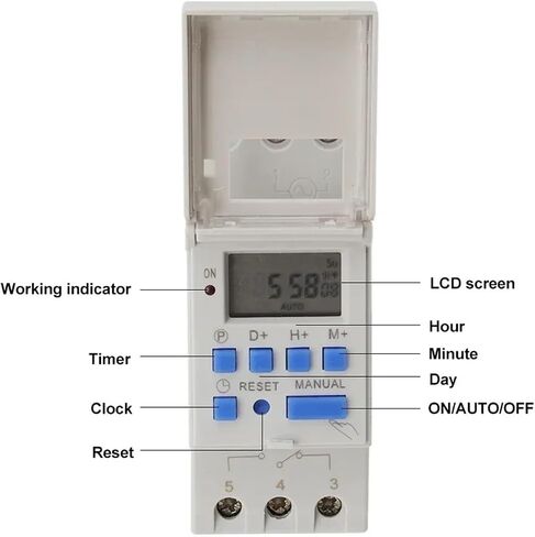 DIN RAIL THC30A THC15A أسبوعي قابلة للبرمجة الكهربائية الرقمية توقيت التبديل الوقت التبديل تمر مرحل الوحدة النمطية 12V 24V 220V (30A ، 12V AC DC) in Saudi Arabia