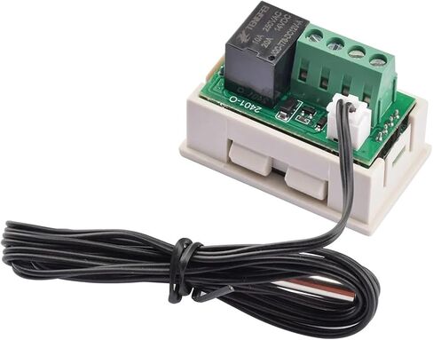 W2401-O DC 12V مرحل التحكم في درجة الحرارة LED الأزرق والأحمر عرض ترحيل درجة حرارة القابلة للتعديل NTC 3950 مسبار مقاوم للماء (أسود) in Saudi Arabia