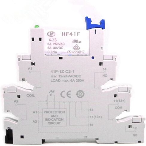 41F-1Z-C2-1 HF41F 5-ZS HF41F-12-ZS HF41F-24-ZS 5V 12V 24V 230V 6A 1CO SLIM/SSR MATCH على مقبس المسمار مع ترحيل رقاقة LED (1PCS HF41F-24V-ZS) in Saudi Arabia