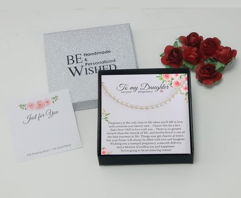 Pregnant Daughter Gifts from Mom or Dad, Ready To Gift Jewelry with Meaningful Message (Silver CZ Diamond Necklace) in Kuwait