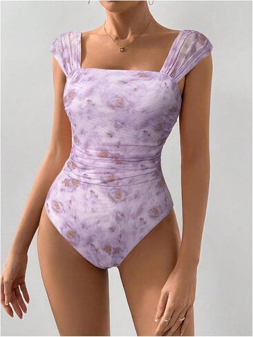 Milumia Women Floral Bodysuit Tops Out out Ruchedless Lacked Lactions Tirts in Saudi Arabia