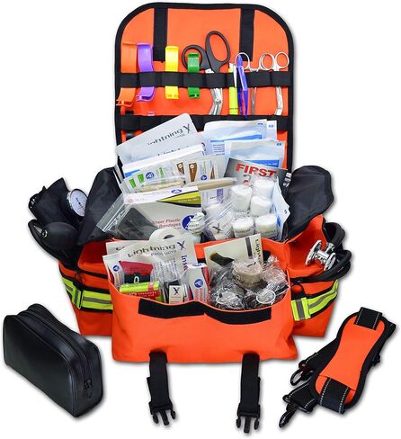 Lightning X Small First Responder EMT EMS TRAUMA BAG المخزنة بمجموعة ملء الإسعافات الأولية B (RED) in Saudi Arabia