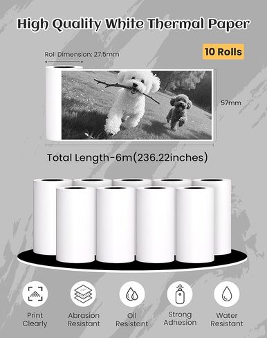 vretti Colorful Adhesive Thermal Sticker Paper for TP6-S/TP6 Pocket Printer, 57mm *30mm, 3 Rolls for Journal, Photos, Notes, Kids Gift in Kuwait