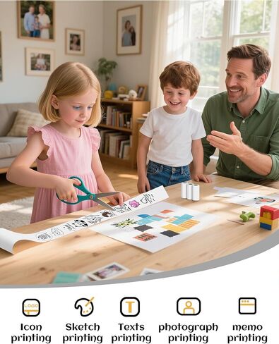 vretti Colorful Adhesive Thermal Sticker Paper for TP6-S/TP6 Pocket Printer, 57mm *30mm, 3 Rolls for Journal, Photos, Notes, Kids Gift in Kuwait