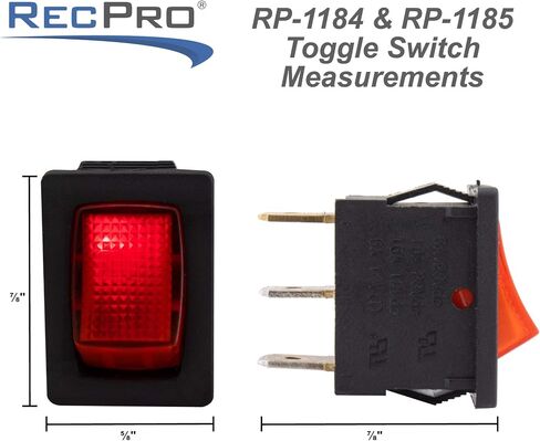RecPro RV Water Pump Switch with Red Light | Illuminated Rocker Switch (Red, 1-Pack) in Saudi Arabia