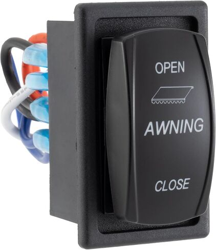 RecPro RV Replacement Awning Switch | 12V DC | 2" H x 1.13" W x 2" D | Mounts Without Screws | Black in Saudi Arabia