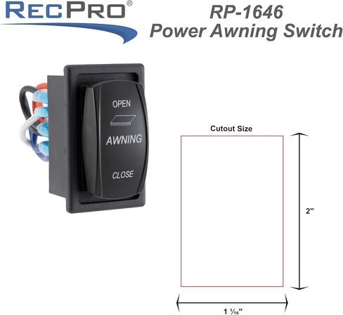 RecPro RV Replacement Awning Switch | 12V DC | 2" H x 1.13" W x 2" D | Mounts Without Screws | Black in Saudi Arabia