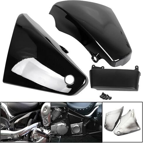 غطاء حماية الغطاء الجانبي للبطارية السوداء غطاء خزان زيت غطاء لوحة زيت متوافق مع Kawasaki Vulcan 900 VN900 Classic Custom 2006-2020 in Kuwait