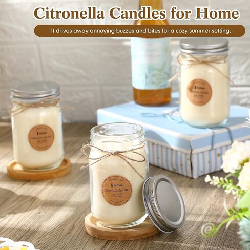 MTLEE 12 Pack Citronella Candles Outdoor 12 oz Soy Jar Scented Candle with Silver Lid Thank You Candles Gifts Bulk for Mother Father Teacher Nurse Long Lasting Candle Indoor Outdoor Decor in Saudi Arabia