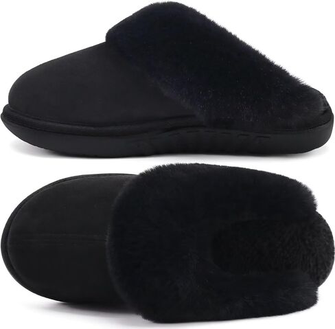 jiajiale Womens Memory Foam Slippers Faux Fur Indoor Outdoor House Shoes | Women's Ladies Slip On Arch Support Suede Scuff Slipper Cozy Fuzzy Winter in Saudi Arabia