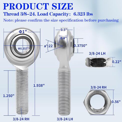 Heim Joint Rod Ends 3/8 x 3/8-24 Chromoly Heim Joint Bung .058'' Wall RH & LH Heim Joint kit for Steering and Suspension, Traction Bars,Links Joints On Hot Rods(1Set) in Saudi Arabia