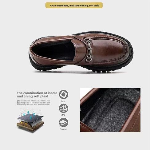XENTORD Men's Patent Leather Platform Loafers Comfort Non-Slip Lug Sole Slip-On Dress Shoes with Metal Horsebit Detail for Business Office & Casual in Kuwait