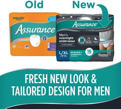 Assurance Men's Incontinence Underwear, L/XL Overnight 16 Count, White (Pack of 1) in Saudi Arabia