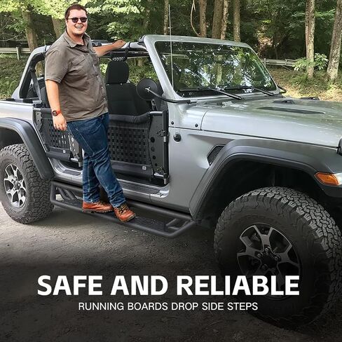 Running Boards Drop Side Steps Compatible with 2018 2019 2020 2021 2022 2023 2024 2025 Jeep Wrangler JL JLU Unlimited 4 Doors, Heavy-Duty Steel Nerf Bars Step Plates Rock Slider Rail in Saudi Arabia