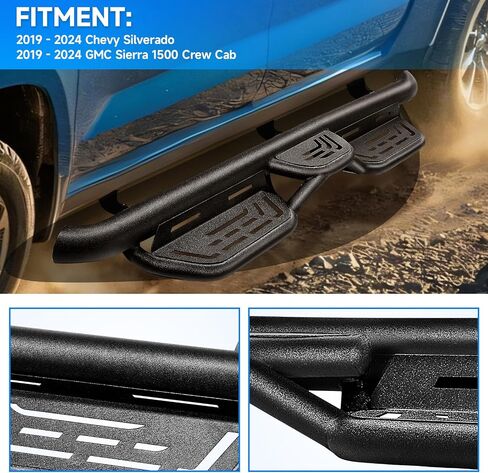 ELH Running Boards Compatible with 2019-2024 Chevy Silverado/GMC Sierra 1500 Crew Cab 2020-2024 Chevy Silverado & GMC Sierra 2500HD 3500HD Crew Cab in Saudi Arabia