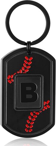 Initial Keychain Gifts for Men,Baseball Letter Dog Tag Mens Keychain,Mens Accessories Christmas Gifts in Kuwait
