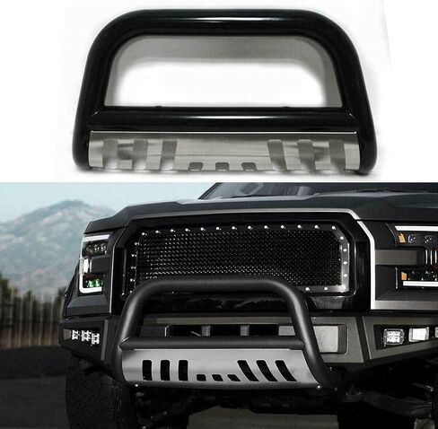 Autoforever 3 "Pront Pulper Bulr Bar Brich Brush Push Tubing أسود مع لوحة زرقاء متوافقة مع 2003-2017 Expedition F150 2003-2014 2016-2017 Navigator Mark in Kuwait