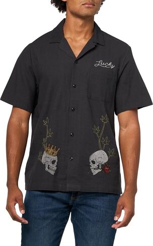 Lucky Brand Men's Embroidered Camp Collar Shirt in Saudi Arabia