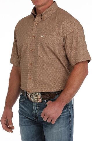 Cinch Western Shirt Mens Print S/S XL Brown MTW1704147 in Saudi Arabia