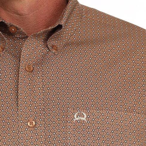Cinch Western Shirt Mens Print S/S XL Brown MTW1704147 in Saudi Arabia