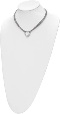 Solid Stainless Steel Multi Strand Polished Heart Toggle Necklace in Saudi Arabia