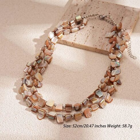 Boho Layered Shell Beaded Necklaces for Women Colored Bead Choker Necklace Holiday Summer Necklace in Kuwait