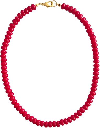 14K Yellow Gold Colorful Beaded Necklace For Women, Colored Semi-Precious Stones Necklace 5 * 8mm Natural Stone Beaded Necklaces, Rainbow Beads Necklace in Saudi Arabia