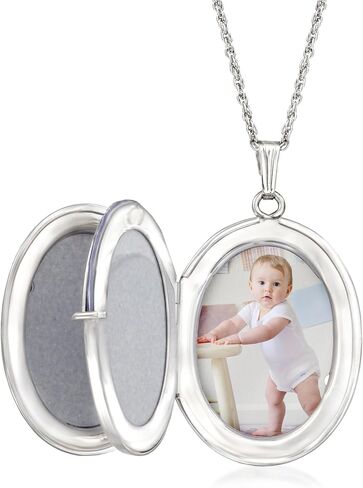 Ross-Simons Monogram - Sterling Silver 4-Photo Oval Locket Necklace. 20 inches in Saudi Arabia