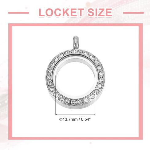 uxcell Living Floating Memory Locket ، leget glass route round steel steel feather مع زخرفة حجر الراين للحرف اليدوية DIY وهدايا يومية خاصة in Kuwait
