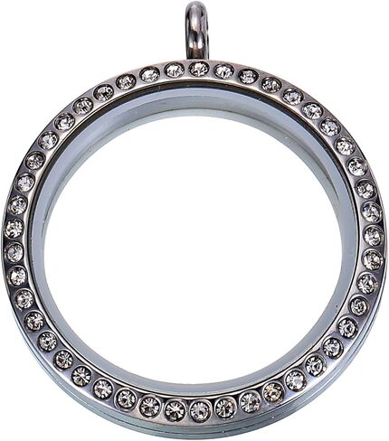 uxcell Living Floating Memory Locket ، leget glass route round steel steel feather مع زخرفة حجر الراين للحرف اليدوية DIY وهدايا يومية خاصة in Kuwait