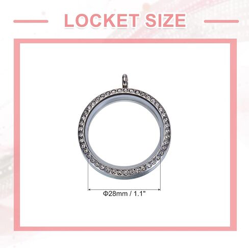 uxcell Living Floating Memory Locket ، leget glass route round steel steel feather مع زخرفة حجر الراين للحرف اليدوية DIY وهدايا يومية خاصة in Kuwait